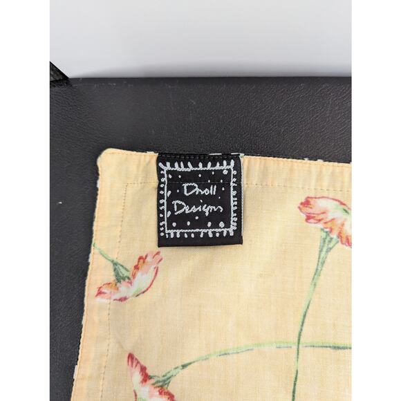 Droll Designs Set of 4 Cloth Napkins Yellow Floral Black Trim 100% Cotton 90s - Picture 5 of 7